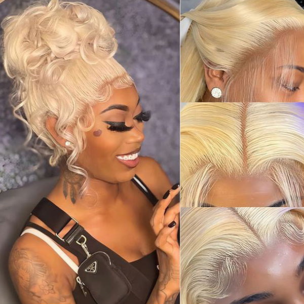 613 Blonde Full Lace Front Wig Human Hair 250% Density Body Wave 360 Full Lace Frontal Wigs For Women