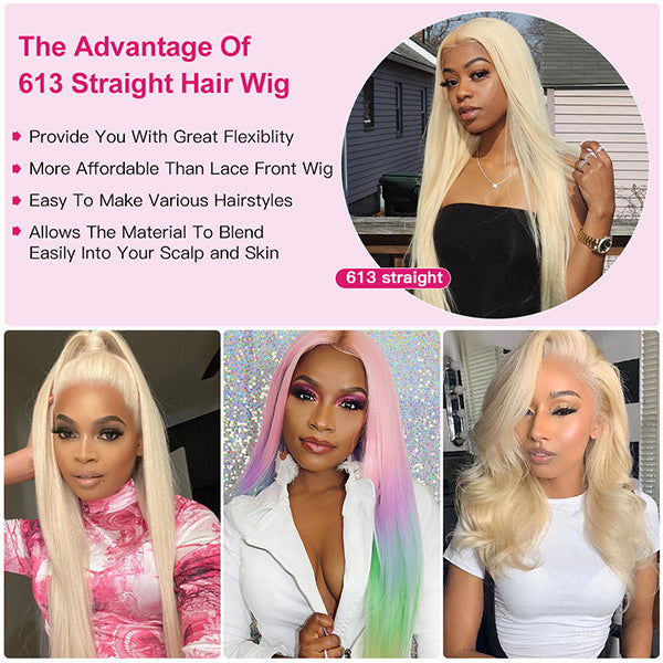 613 Blonde Lace Front Wig 13x4x1 Honey Blonde Straight Wig 28 30 inch Transparent Lace Wigs - LollyHair