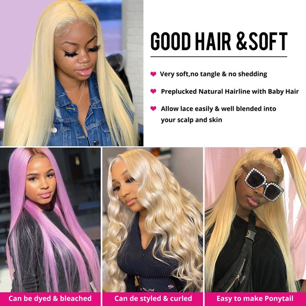 613 Blonde Straight Virgin Hair Frontal Hd Transparent 13x4 Lace Frontal Closure