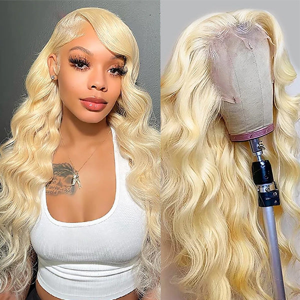 Lolly 613 Blonde Glueless Wigs Human Hair 30 inch Body Wave 13x4 HD Lace Frontal Wigs