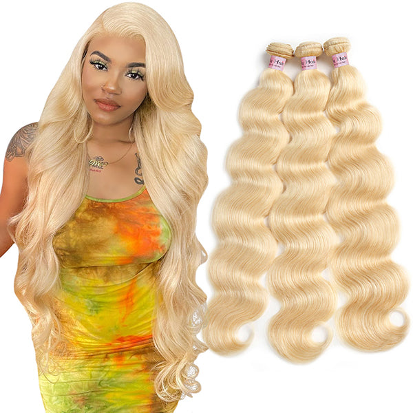 613 Blonde Body Wave Hair Bundles 10a Brazilian 30 Inch Human Hair Bundles
