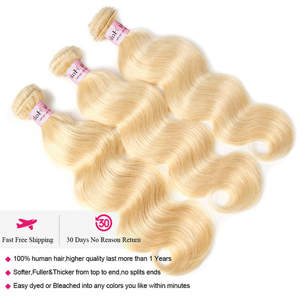 613 Blonde Body Wave Hair Bundles 10a Brazilian 30 Inch Human Hair Bundles