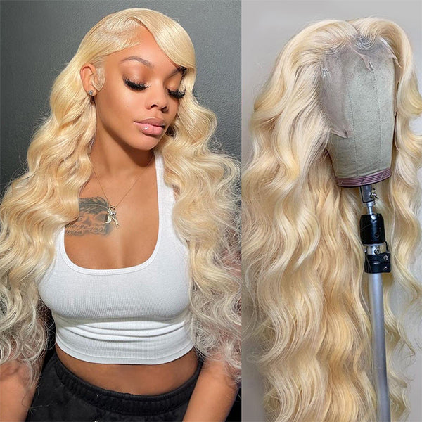 613 Blonde Brazilian Body Wave Human Hair Wigs 13x6 Transparent Lace Front Wigs 250% Density