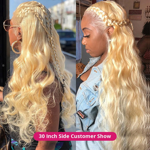 613 Blonde Brazilian Body Wave Human Hair Wigs 13x6 Transparent Lace Front Wigs 250% Density