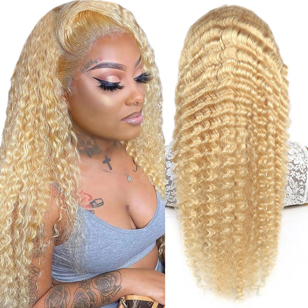 613 Blonde Water Wave Human Hair Wigs HD Lace Wigs For Women 30 Inch Lace Front Wig