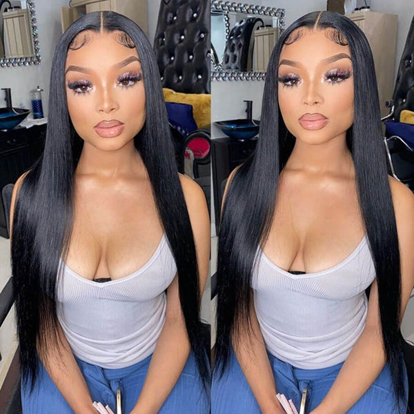 6x6 HD Lace Closure Wig 250 Density Bone Straight Human Hair Wigs Transparent Lace Frontal Wig