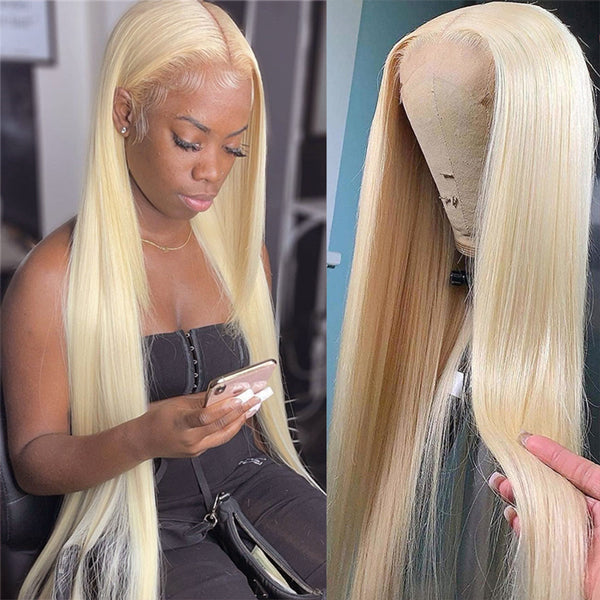28 30 Inch 13x6 HD 613 Lace Frontal Wig Bone Straight Blonde Wig Human Hair Wigs for Women - LollyHair