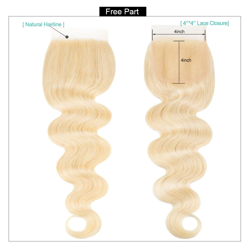 613 Bundles Body Wave with Closure Brazilian Blonde Human Hair Bundles and Closures - LollyHair