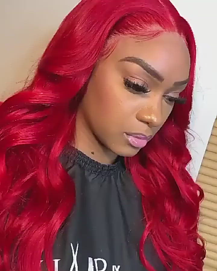 Red Lace Front Human Hair Wigs 13x4 Body Wave Wig Glueless Frontal Wig