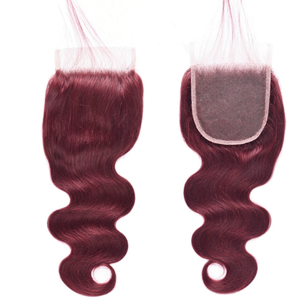 Lolly 99J Burgundy Human Hair Bundles with Closure 5x5 Body Wave 3 Bundles with HD Lace Closure