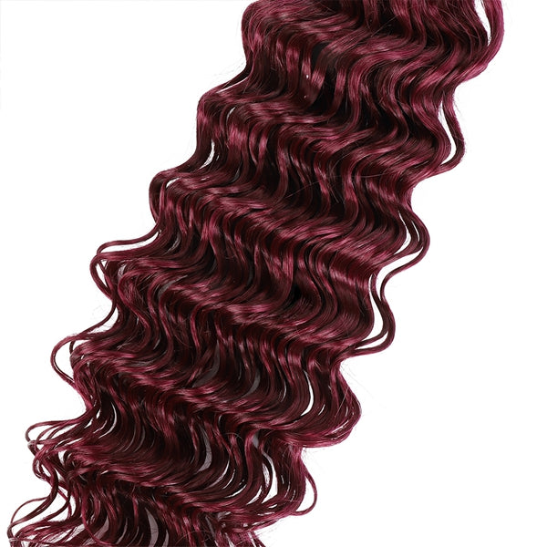 99J Burgundy Deep Wave Bundles Deal Human Hair Bundles 1 3 4 Bundles