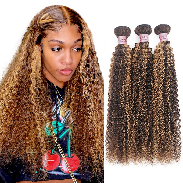 Balayage Indian Curly Hair Bundles Raw Indian Hair Highlights 3 Bundles