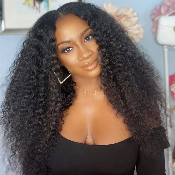 V Part Curly Wig Beginner Friendly Glueless Curly Human Hair Wig