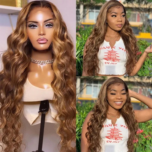 Lolly P4/27 Highlight 4x4 5x5 Wear Go Glueless Wigs Pre Plucked Pre Cut HD Lace Closure Body Wave Human Hair Wigs