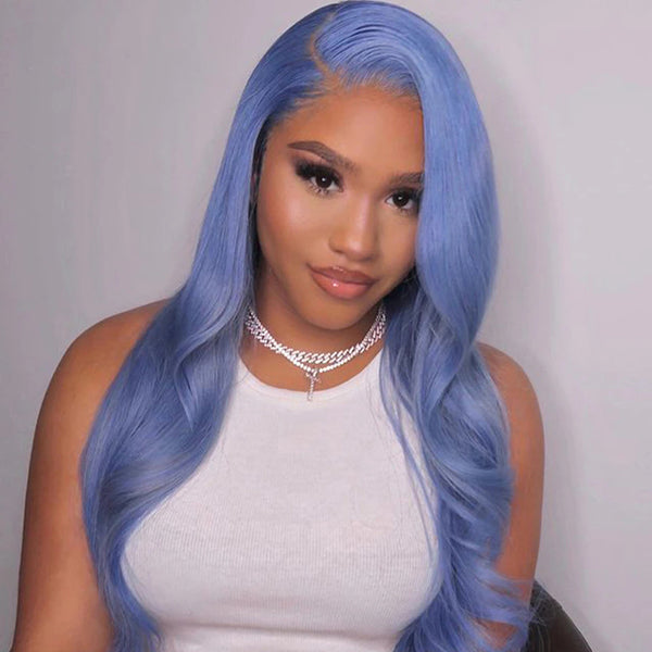 Light Blue Lace Front Wig Hd Lace Wigs 13x4 Body Wave Human Hair Frontal Wig