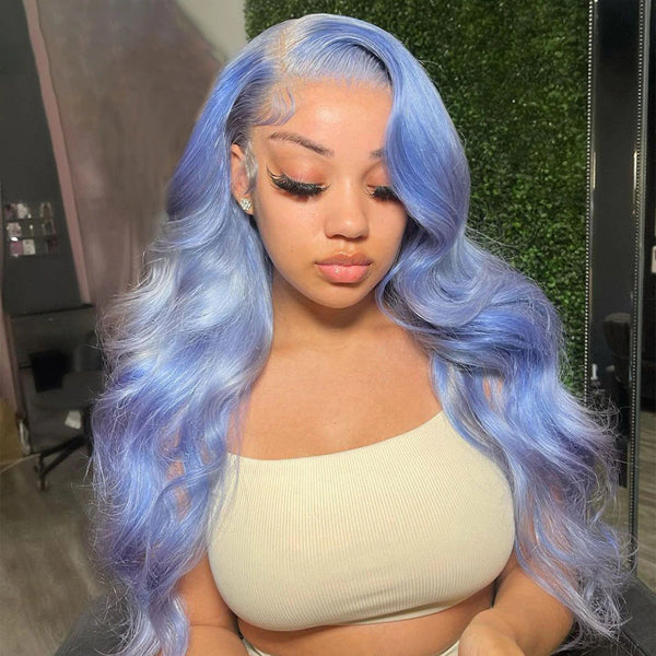 Light Blue Lace Front Wig Hd Lace Wigs 13x4 Body Wave Human Hair Frontal Wig