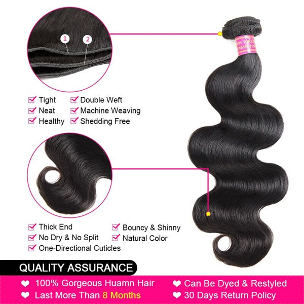 Body Wave Hair 3 Bundles Deals with 5x5 Body Wave Lace Closure - LollyHair