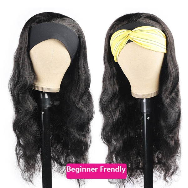 Headband Wig Human Hair 150% Brazilian Body Wave Wig for Women Glueless Scarf Wig - LollyHair