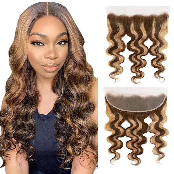 Body Wave Highlight Frontal 22 24inch HD Transparent Human Hair Lace Closure for Women - LollyHair