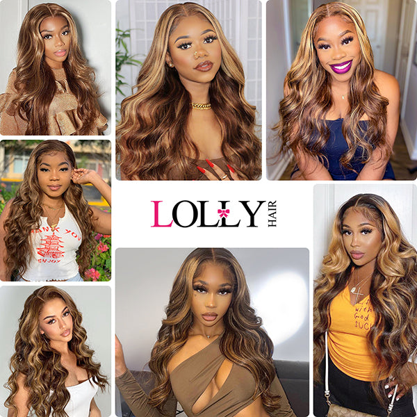 Body Wave Highlight Frontal 22 24inch HD Transparent Human Hair Lace Closure for Women - LollyHair