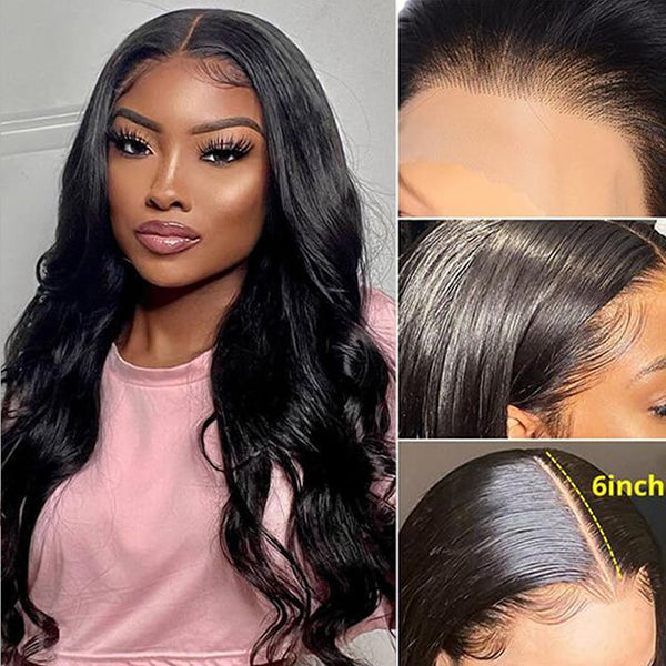 Body Wave Human Hair Wigs 6x6 Lace Closure Wig HD Transparent Lace Front Wigs 250 Density Lace Wig