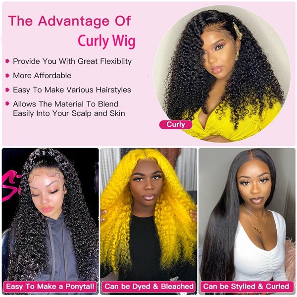 Brazilian Kinky Curly Wig Human Hair Wigs for Women 4x4 Lace Closure Wig Curly Human Hair Wig