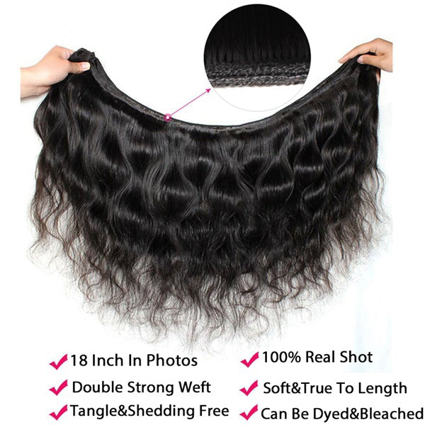 Body Wave Bundles with Frontal Brazilian Human Hair 3 Bundles with 13x4 Lace Front Closure