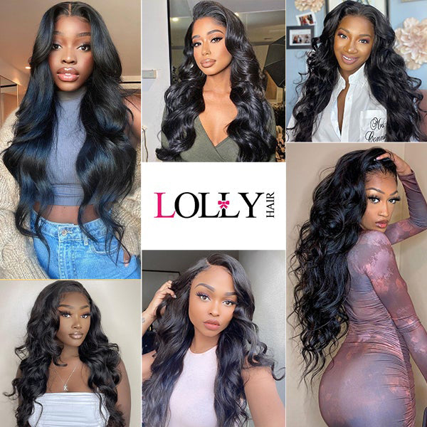 Body Wave Bundles with Frontal Brazilian Human Hair 3 Bundles with 13x4 Lace Front Closure