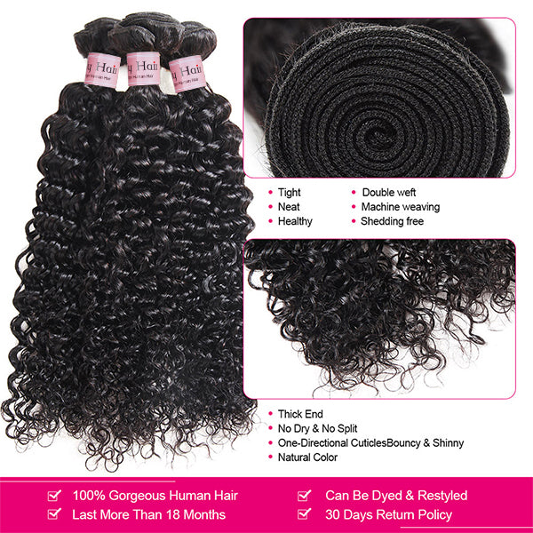 Brazilian Curly Hair Bundles Virgin Human Hair Weave 3 Bundles Grade 8a