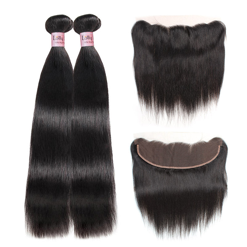 Lolly Brazilian Straight Wave Virgin Hair With 13*4 Lace Frontal Closure 9A : LOLLYHAIR