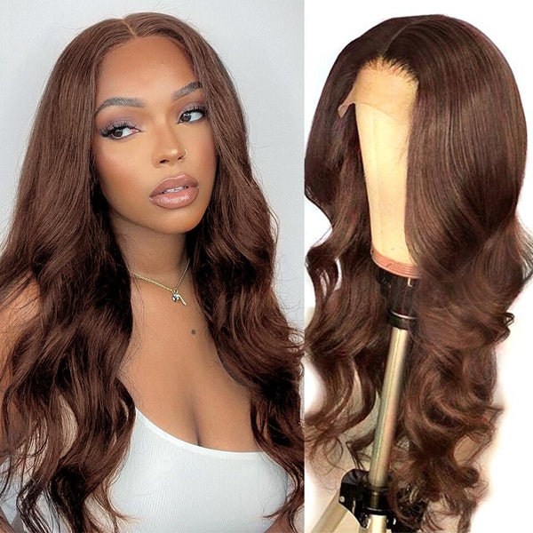 Brown Lace Front Wigs Glueless Body Wave Wig 13x4 HD Lace Frontal Wig #4 Colored Human Hair Wigs
