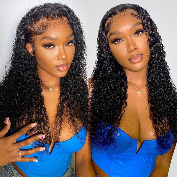 Curly Human Hair Wigs Glueless Wear & Go Lace Front Wig 13x4 Pre Cut HD Lace Frontal Wigs