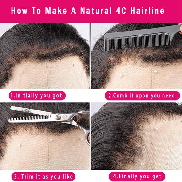Deep Wave 4C Hairline Edges Wigs 13x4 HD Lace Front Human Hair Wigs