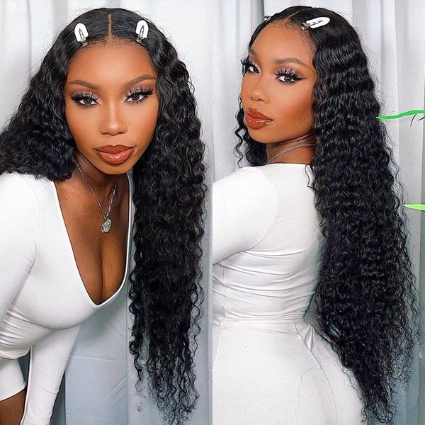 Deep Wave Pre Cut 5x5 HD Lace Closure Wig Wear and Go Pre Plucked Human Hair Wigs