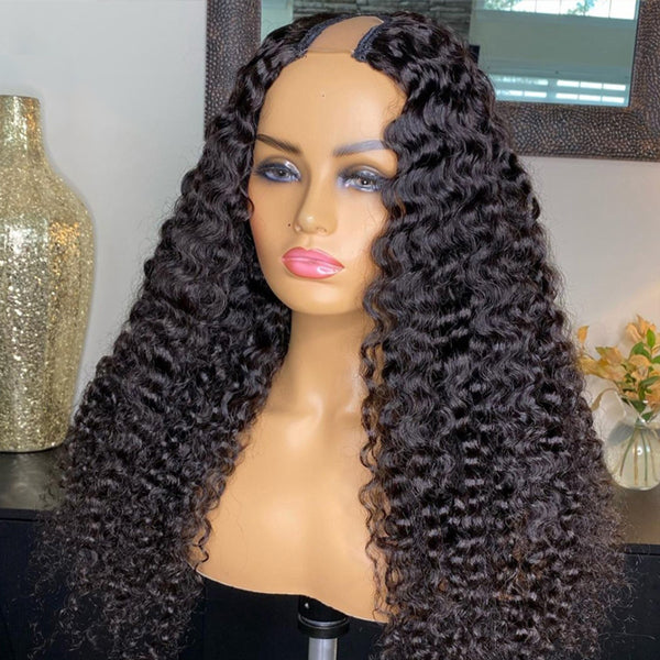 Deep Curly U Part Wig Brazilian Remy Human Hair Wigs for Black Women