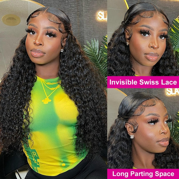 Deep Wave Closure Wig 4X4 Lace Closure Human Hair Wigs Pre Plucked