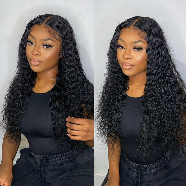 Deep Wave Closure Wig 4X4 Lace Closure Human Hair Wigs Pre Plucked