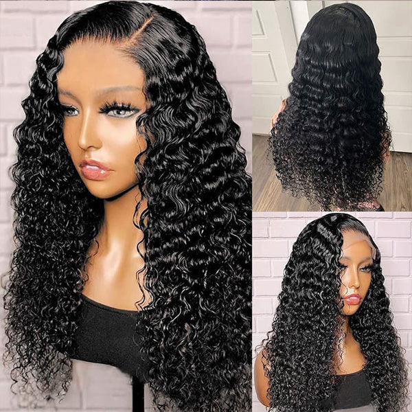 Deep Wave Side Part Closure Wig 4x4 5x5 Glueless HD Lace Closure Wig  Brazilian Human Hair Wigs