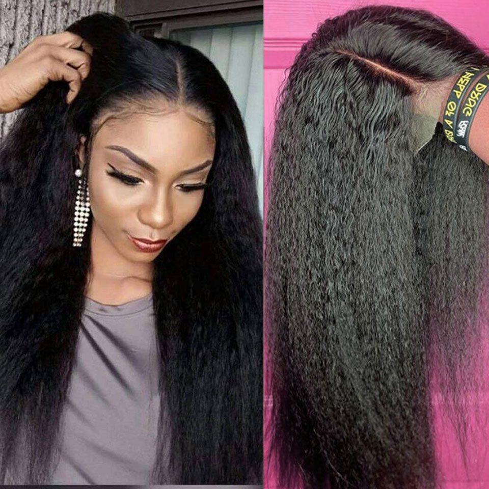 Human Hair HD Lace Wigs 4x4/5x5 Yaki Straight Brazilian Hair Lace Wig - LollyHair