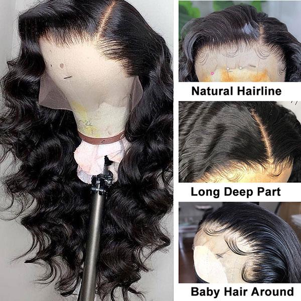 Full Lace Human Hair Wigs Brazilian Loose Wave HD Transparent Lace Frontal Wigs Pre Plucked with Baby Hair