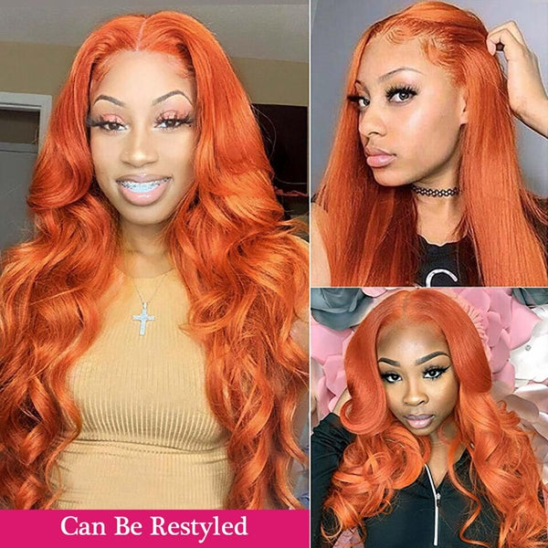 Ginger Orange Bundles with Closure Straight Colored Human Hair 3 Bundles with Closure