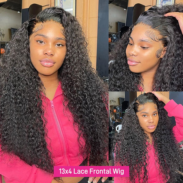 Pre Plucked Bleached Knots Wear Go Glueless Wigs Curly 13x4 HD Lace Front Human Hair Wigs