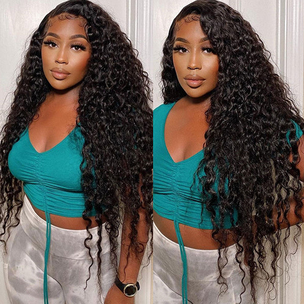 Glueless Deep Wave V Part Wig Human Hair Beginner Friendly Natural Scalp Curly Human Hair No Leave Out