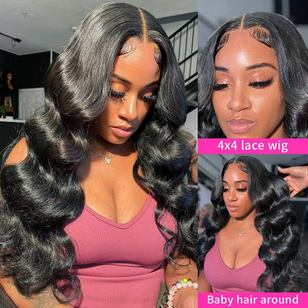 Glulesss HD Lace Wigs Body Wave 4x4 5x5 Lace Closure Wig Human Hair Pre Cut Wear and Go Wigs