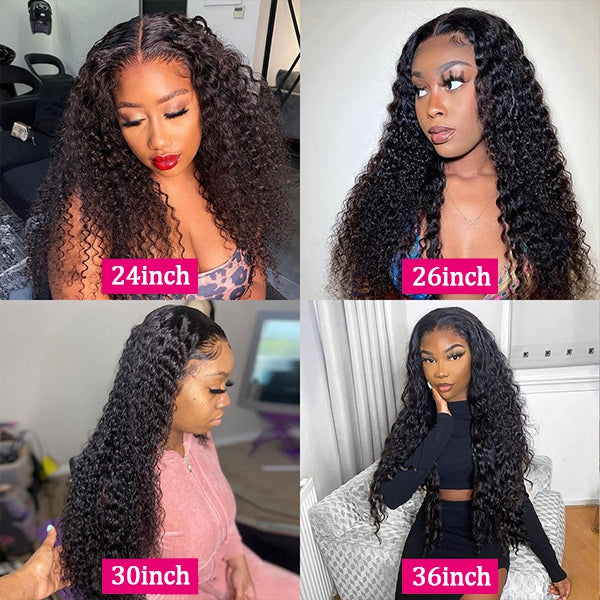 Lolly 13x6 HD Invisible Pre Plucked Lace Front Wigs Deep Wave Lace Frontal Wig Glueless Deep Curly Human Hair Wigs
