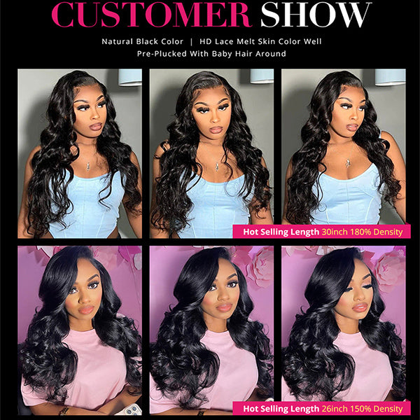 Lolly Glueless 13x4 13x6 HD Lace Front Wigs Bleached Knots Pre Plucked Wear Go Body Wave Human Hair Wigs