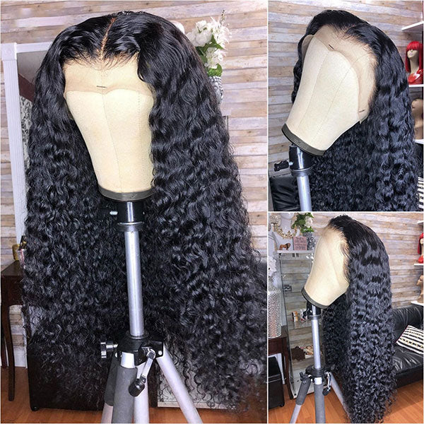 HD T Part Lace Wig Brazilian Deep Wave Human Hair Wigs - LollyHair