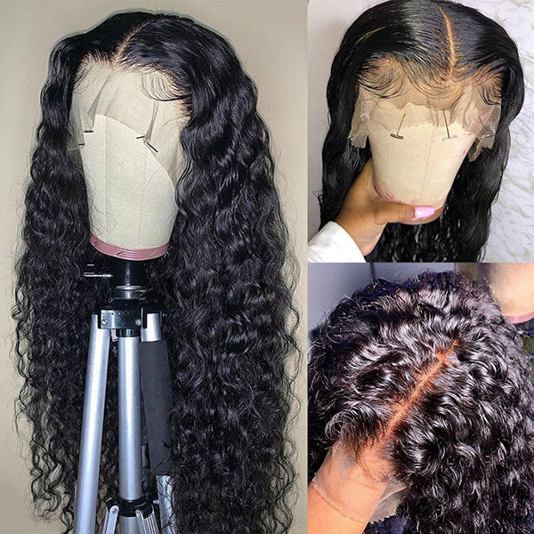 HD T Part Lace Wig Brazilian Deep Wave Human Hair Wigs - LollyHair