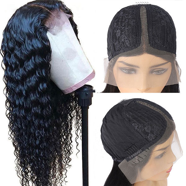HD T Part Lace Wig Brazilian Deep Wave Human Hair Wigs - LollyHair