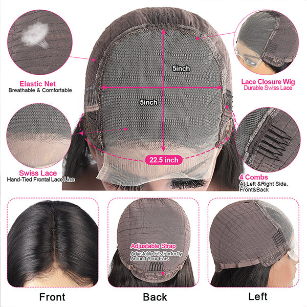 HD Transparent 5x5 Body Wave Closure Wig 30 32 inch Human Hair Wigs